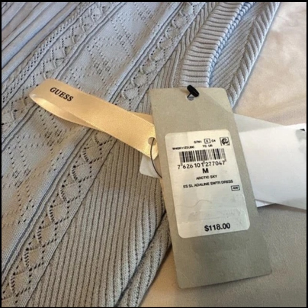 Guess Light Blue Knit Midi Dress‎ size M NWT - Picture 8 of 8